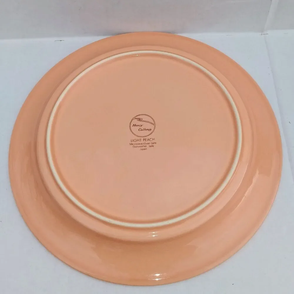 Vintage Nancy Calhoun Light Peach Dinner Plate-Set Of 3-Stoneware-10 5/8